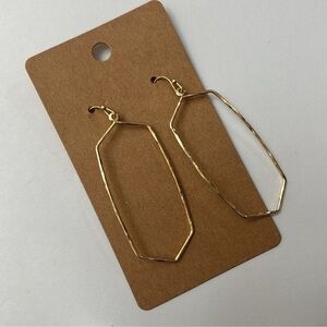 Geometric gold tone dangle earrings, pierced ears, NEW in package, lightweight